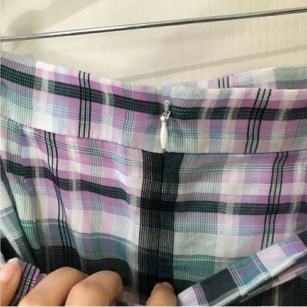 NWT Ann Taylor Plaid Ruffle Trim Women's Skirt